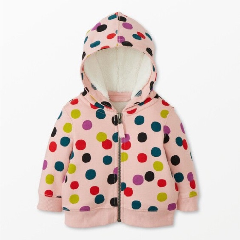 Hanna Andersson Baby Print Faux Shearling Lined Hoodie size 12-18 Months